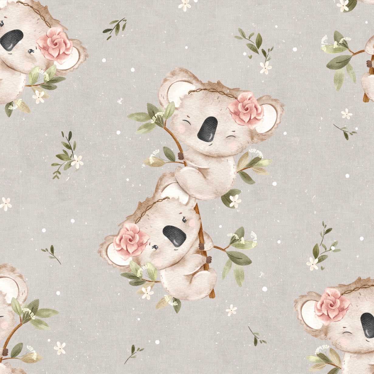 Stoff koalas mit Blumen 