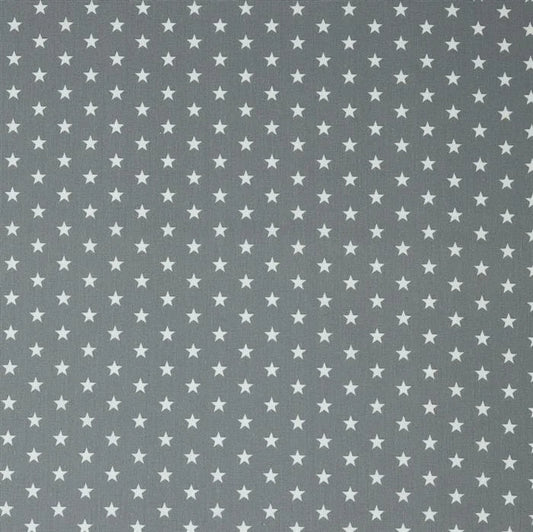 Baumwollpopeline Sterne dunkelgrau (10mm) 0,5m